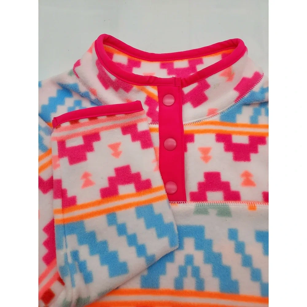 Jumping Beans Kids Fleece‎ Pullover Size 5 Pink Blue Orange Aztec Print
